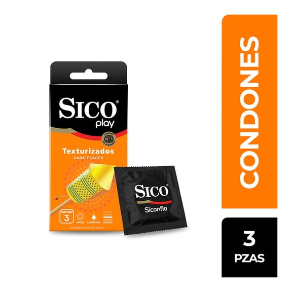 Condones Sico Play texturizados 3 pzas