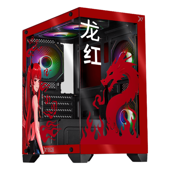 Gabinete XTREME PC GAMING Scarlet Dragon Edition Mini Torre 5 Fan ARGB HUB Rojo CXTSD9000RD