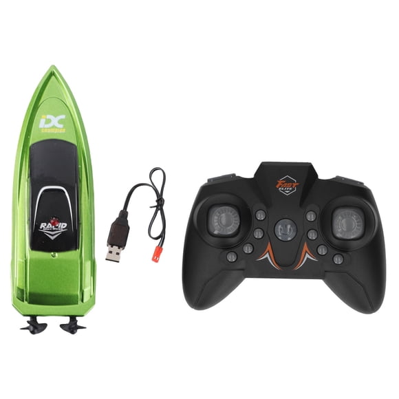 Barco de control remoto 2.4G USB, barco de juguete eléctrico de alta velocidad, mini lancha rápida de control remoto impermeable, color verde.