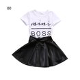 thumbnail image 4 of Qarigey 2 uds. Ropa de bebé, conjunto de camiseta de manga corta para niña, camiseta, conjuntos de ropa Blanco negro 80cm, 4 of 6