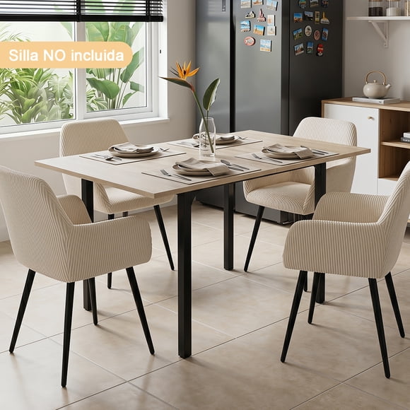 Mesa de comedor Plegable FurnitureR para 4-6 personas Beige