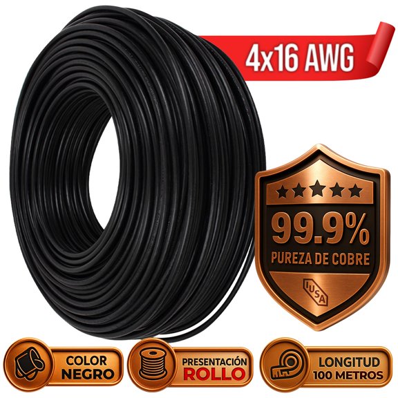 Cordón Uso Rudo IUSA SJT 4x16 AWG Uso Industrial y Doméstico