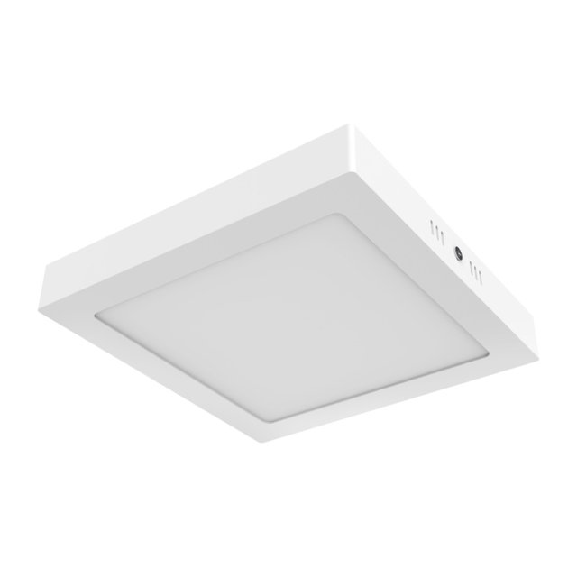 lámpara de sobreponer de techo tecnolite 18w luz de día Lámpara LED de techo cuadrada blanca sobrepuesta en 3/4, con marco blanco y difusor de policarbonato opal; LED integrado 18 W 6500 K, apertura 100°, no atenuable, accesorios de montaje incluidos, indicada para cocina, pasillo, dormitorio y techos bajos. También adecuada para iluminar espacios de almacenamiento pequeños.