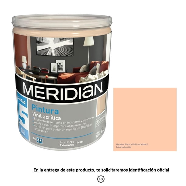 Pintura Meridian Plus 5 Años Melocotón 4 Litros