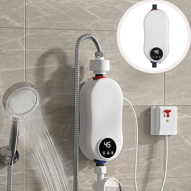Calentador de agua eléctrico instantáneo de 3500 W para cocina y ducha | Calentamiento rápido en 3 segundos | Termostato sin tanque de 110 V con pantalla LED | Fácil instalación, tamaño mini