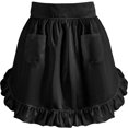 thumbnail image 1 of CaiYueKe White Vintage Maids Apron with Ruffle Hem, Half Waist Tie Skirt Two Pockets, Cute Servant Waitress Costume for Halloween Cosplay Role Play, Kitchen Baking Uniform, 1 of 8