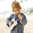 thumbnail image 2 of Guitarra acústica de 21 pulgadas, mini guitarra, instrumento musical de madera, artesanía para niños principiantes (blanca), 2 of 7