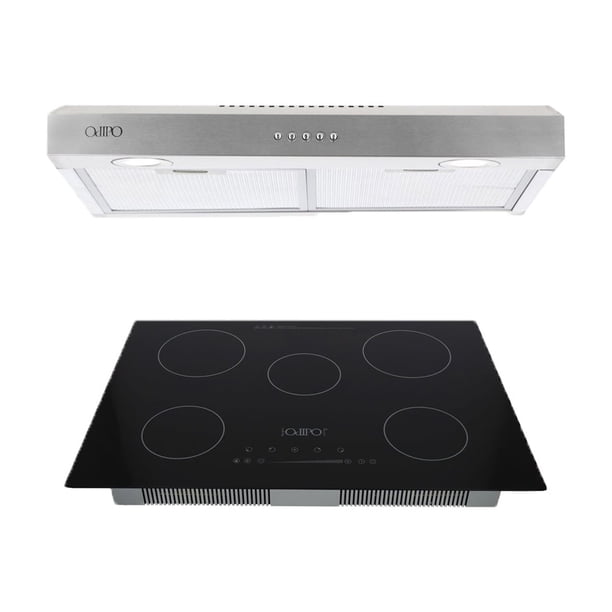 Campana de cocina de pared acero inoxidable 80cm Thory + Parrilla eléctrica de inducción 5 quemadores Kelvin