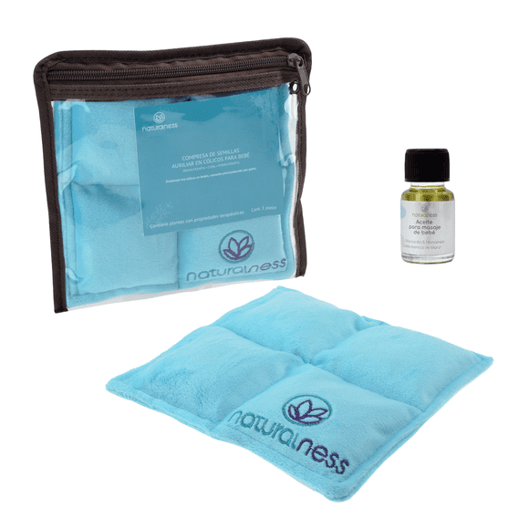 Compresa térmica de semillas naturalness Bebé Azul con aceite 5ml