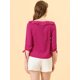 thumbnail image 4 of Blusa de lunares Allegra K Media Manga Cuello con Volantes Rosa Caliente M, 4 of 5