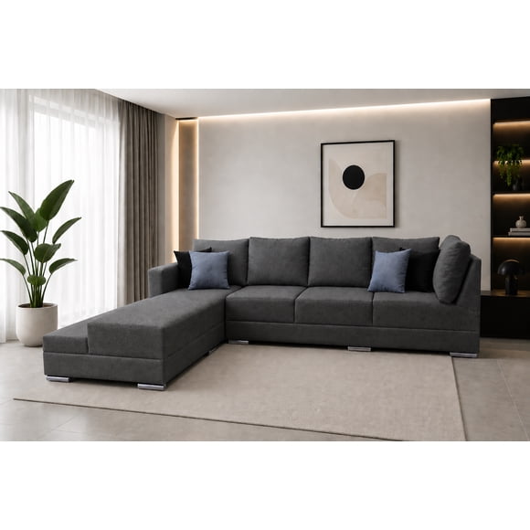 Sala esquinera El Bazar Store Aquiles Gris Oxford 260x200 cm Lino nacional Modular