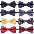 thumbnail image 1 of AUSKY 8 juegos de elegantes corbatas de moño ajustables preanudadas para hombres y niños, 1 of 8