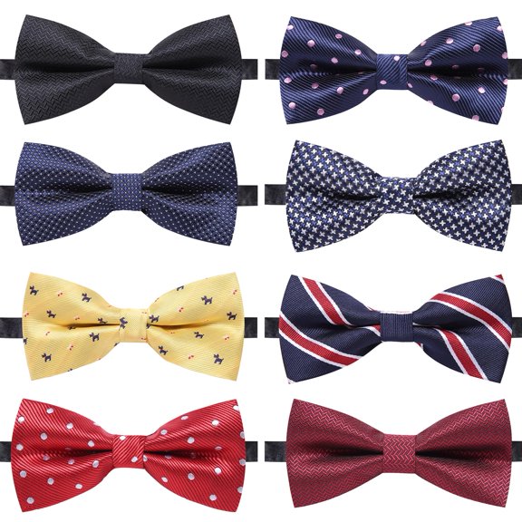 AUSKY 8 juegos de elegantes corbatas de moño ajustables preanudadas para hombres y niños