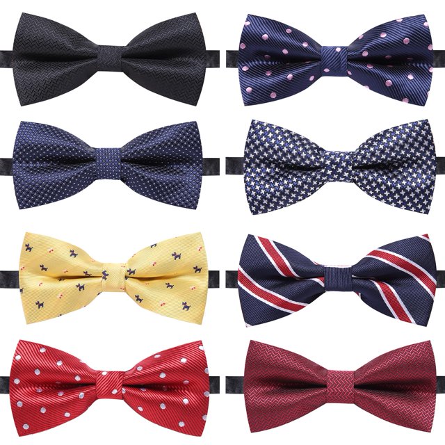 AUSKY 8 juegos de elegantes corbatas de moño ajustables preanudadas para hombres y niños