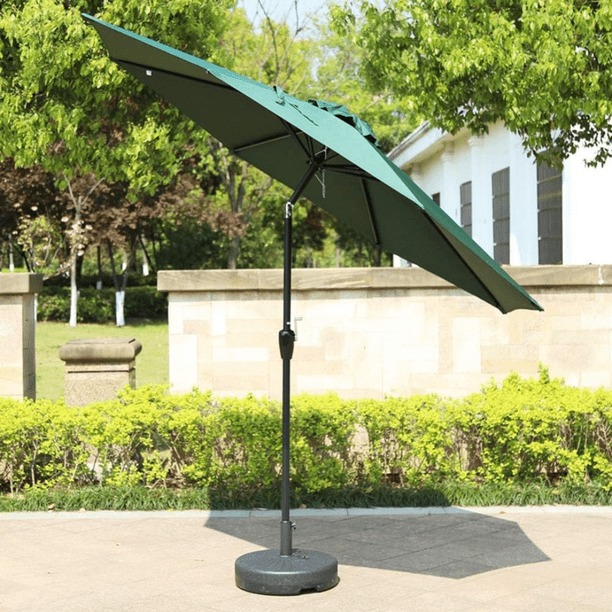 Sombrilla Verde de Jardín de 2.7 m con Sistema Inclinable y Manivela para Sombra en Exterior | Sombrilla para Patio, Terraza