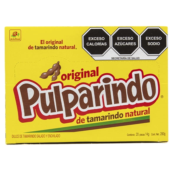 Dulce de tamarindo De la Rosa Pulparindo de tamarindo natural 20 pzas de 14 g c/u