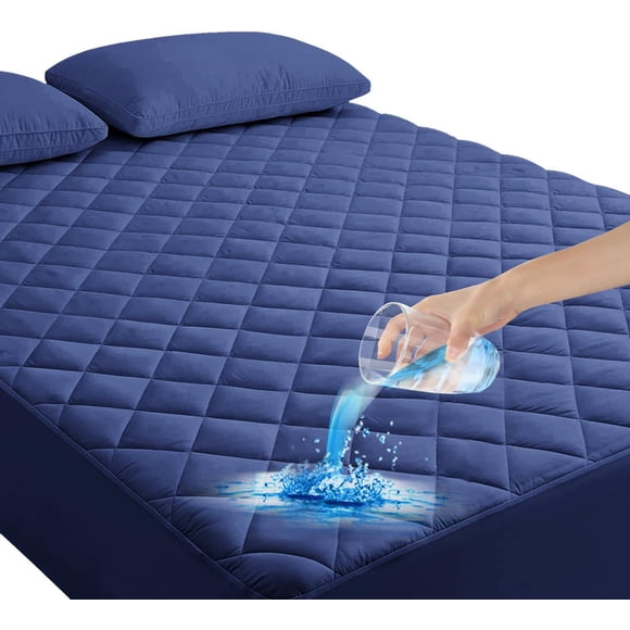 Cubre colchón impermeable Amorosa ultra Suave para protección del colchón (Invidual Azul 100*190*45CM )