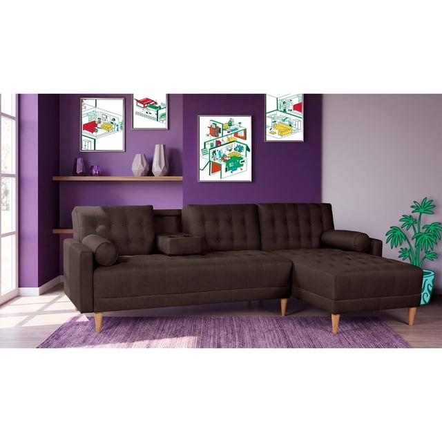 Sofá Cama Modular de Lino Chocolate Modelo Duomo Makora Reversible