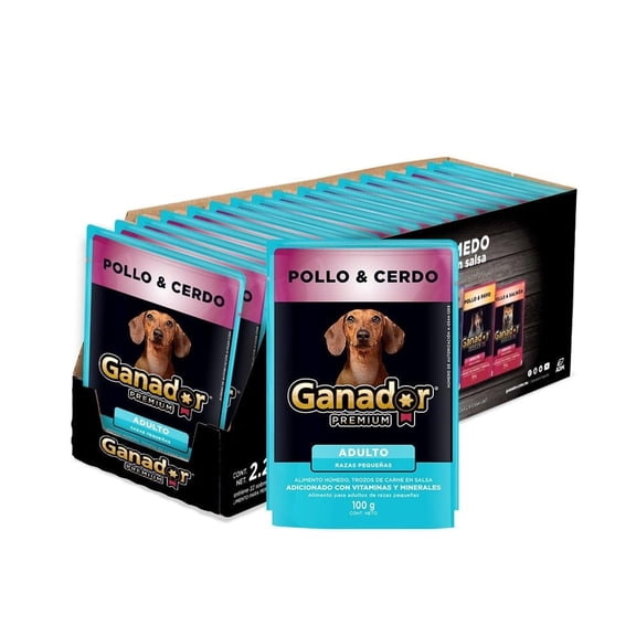 Alimento para perro Ganador Premium pollo y cerdo 22 pzas