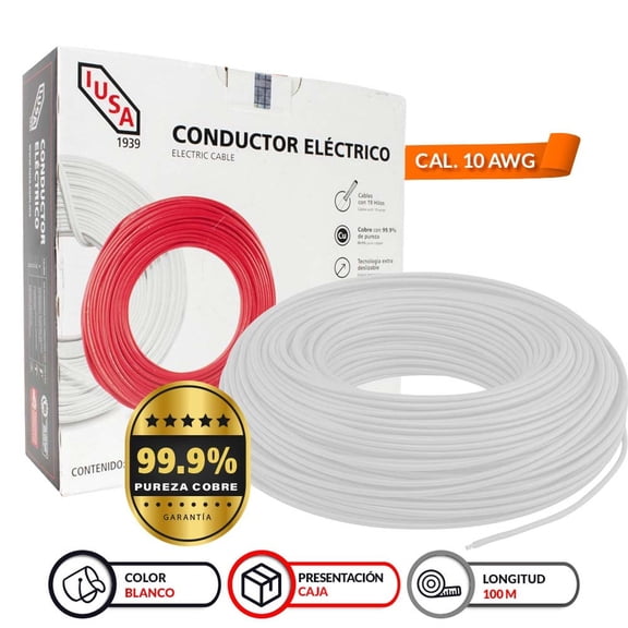 Alambre THW-LS/THHW-LSCERoHS IUSA 100 M Blanco 10 AWG