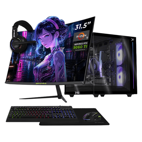 PC Gamer Completa Xtreme PC Gaming NVIDIA GeForce RTX 5060 Ti AMD Ryzen 7 5700 16GB SSD 1TB Monitor Curvo 31.5 180Hz WIFI Black gaming 1080p, estudios y multitarea