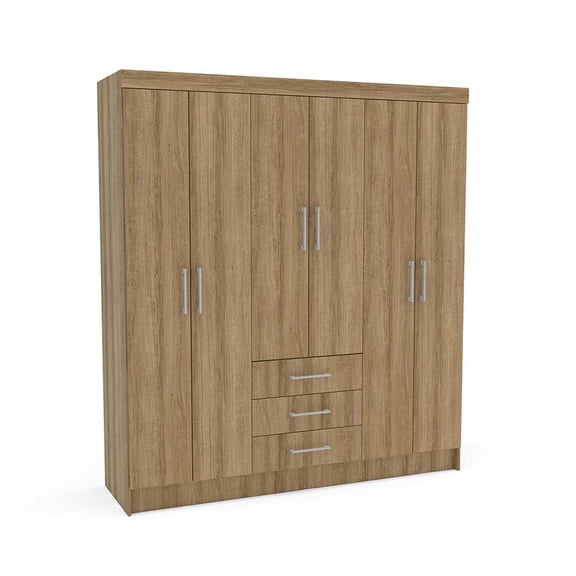 Ropero Closet 6 puertas y 3 cajones Color Madera Mobi