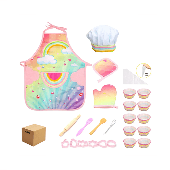"Juego De 26pz Disfraces De Chef Para Niños, Incluye Delantal Belug, Rosa "