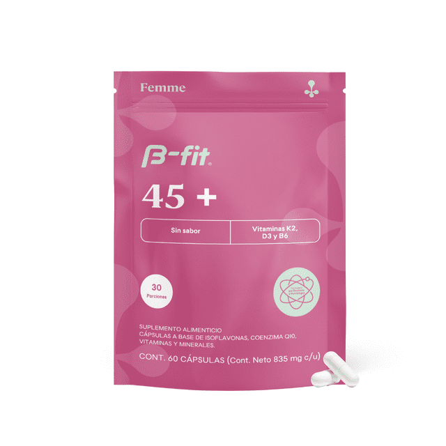 B-fit | 45 Plus 60 Cápsulas Con Isoflavonas Coenzima Q10 Calcio Magnesio Vitaminas D3 K2 B12
