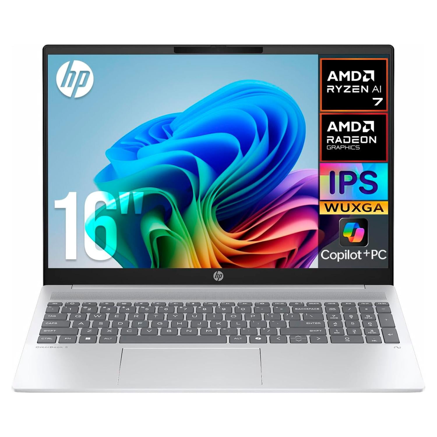 Laptop IA PC HP Omnibook 5 16-AG1173 Ryzen AI 7 350 16GB 1TB SSD Pantalla 16" Touch IPS WUXGA Copilot+ PC NPU 50 TOPS Windows 11 Teclado Ingles Reacondicionado