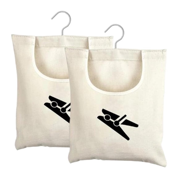 2 bolsas de almacenamiento para pinzas de ropa, organizador de almacenamiento con gancho giratorio de 360 ​​grados, soporte multiusos para pinzas de
