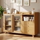 thumbnail image 1 of para Cocina, Armario de Cocina, Gabinete de Almacenamiento con 2 Puertas y 3 Cajones, Mueble Aparador para Sala de Estar, Comedor, 100 * 92 * 36cm (Marron Claro), 1 of 10