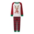 thumbnail image 2 of Conjunto de pijama navideño familiar a juego, camisetas de manga larga con estampado de renos y pantalones a cuadros. Ropa de dormir navideña., 2 of 9