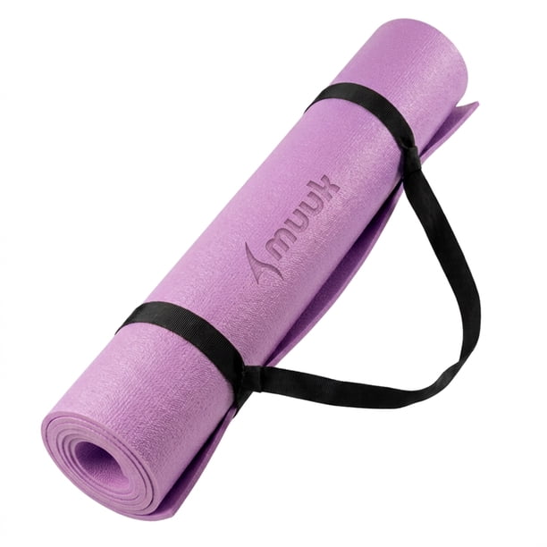 Tapete de Yoga MUUK Fitness 4mm 170x70cm Color Lila Pastel con Correa