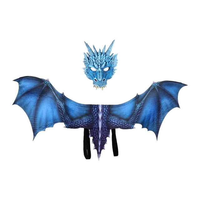 Disfraz de dragón para adultos para hombres y mujeres, cómodo, decorativo y ligero. Azul