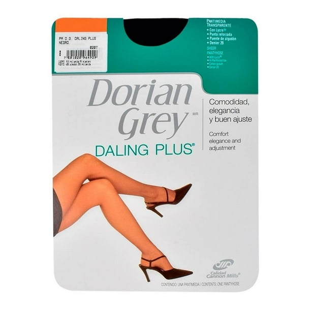 Pantimedia Dorian Grey Daling Plus para Mujer, Puente de Algodón Negro Talla EG