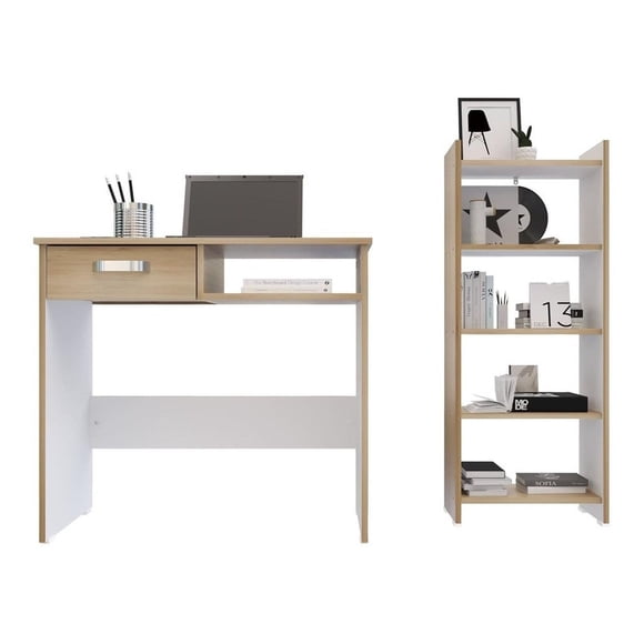 Combo Escritorio + Librero Maderkit Color Rovere
