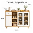 thumbnail image 2 of Alacena de Cocina 120x90x35 cm, Gabinete con Puertas de Vidrio, Cajón y Repisas, Mueble Organizador para Microondas, Estilo Blanco y Madera, 2 of 9