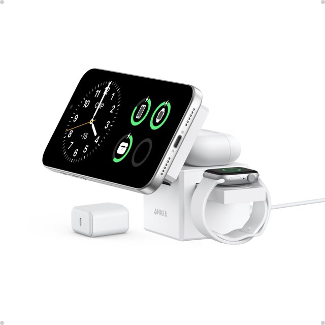 Cargador Anker Cube 3 en 1 Qi2 MagSafe de 15 W plegable