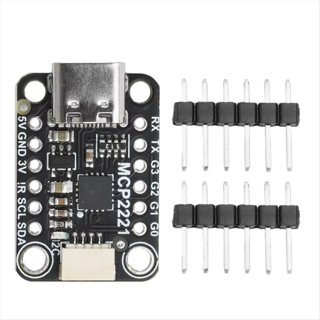 Módulo Adaptador ADC/I2C USB A GPIO MCP2221A, Placa de Procesamiento de Señales de Interfaz TIPO C para Controlador PWM de Sensor de Pantalla OLED.