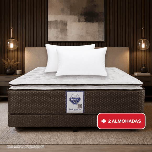 Colchon Spring Air Queen Size Super Value + 2 Almohadas SC