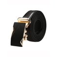 thumbnail image 1 of Cinturón de vestir de cuero con hebilla automática para hombres Inspire Chic, diseño geométrico dorado 53 1/8-55 7/8, 1 of 6