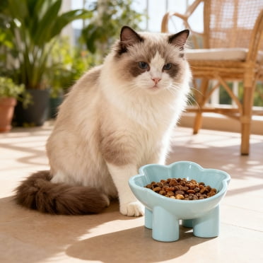 Cats Food Bowl Large Capacity Pet Food Bowl Cute Drinking Bowl For Cats To Protects The Neck