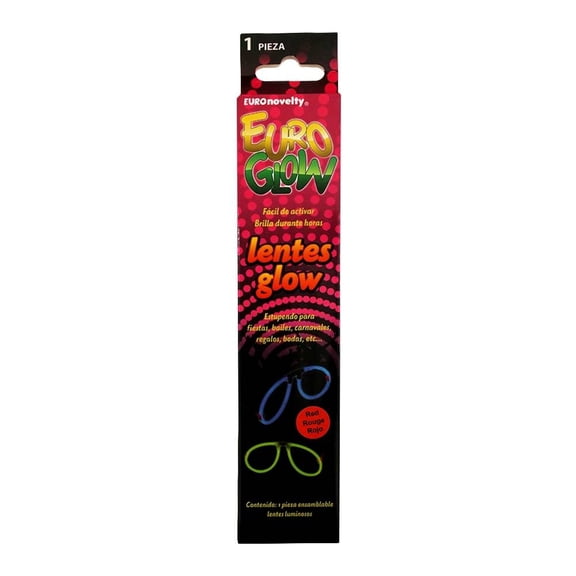 Lentes luminosos Euro Novelty glow color rojo 1 pza