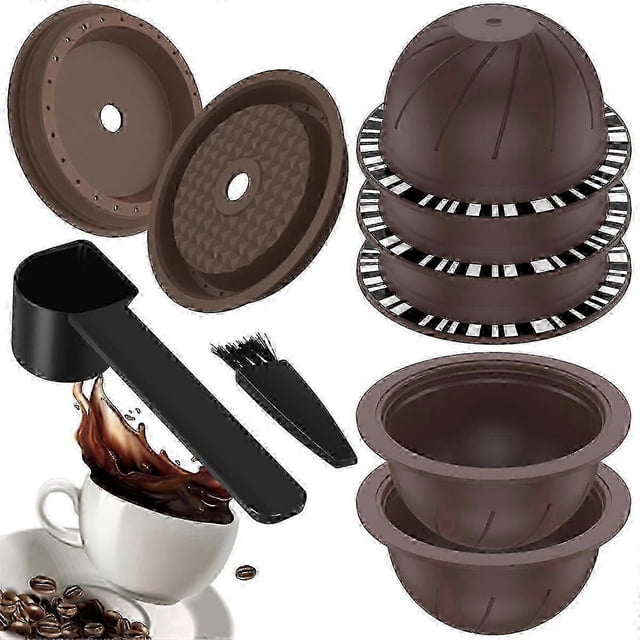 Nespresso Machine Vertuo Pods Set of 5 with 2 Silicone Caps 1 Spoon and Brush (Capacity 150ml)