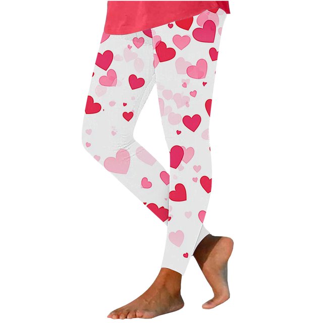 TaTaai Valentine's Day Print Stretchy Non-see-through Women Tight Fit Yoga Pants High Waisted Elastic Breathable Workout Gym Casual Daily Wear Full Length Leggings Gift