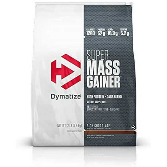 Proteina Super Mass Gainer Dymatize 12 LBS Sabor Chocolate 52 gr