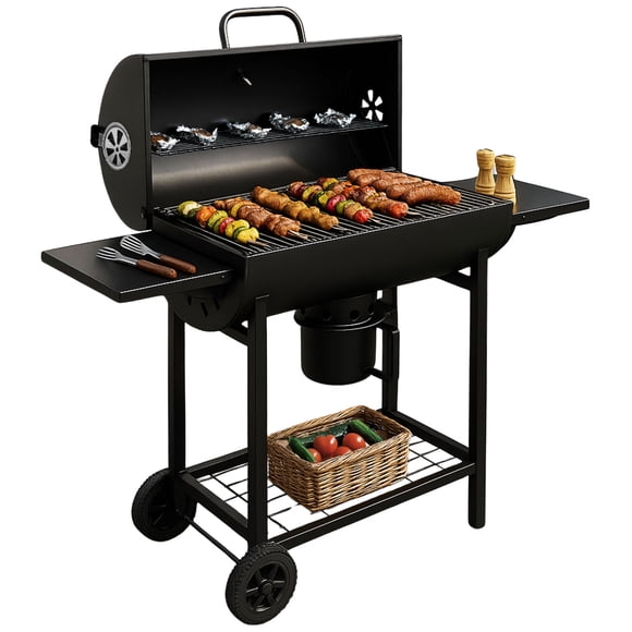 Asador Carne Parrilla Carbon Bbq Movil Termometro Cenicero Jardimex
