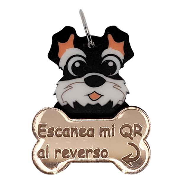 Placa DE identificación inteligente QR para PERRO TQR BY FAKIRGEEK Schnauzer negro rosa