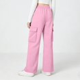 thumbnail image 5 of Pantalones de pana para niñas, cintura elástica, corte holgado, cordón ajustable, bolsillos, pantalones casuales para niñas con pana de mezcla de algodón de textura suave, tallas de 5-6 a 14-15 años., 5 of 5