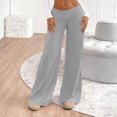 thumbnail image 4 of Amzcrzy Pantalones Palazzo Mujer Anchos Cintura Alta Cómodos Holgados Elegantes Casuales Verano Playa Ligeros Sin Costura Delantera Suaves Elásticos Con Bolsillos Tallas S-2XL Gris, 4 of 7